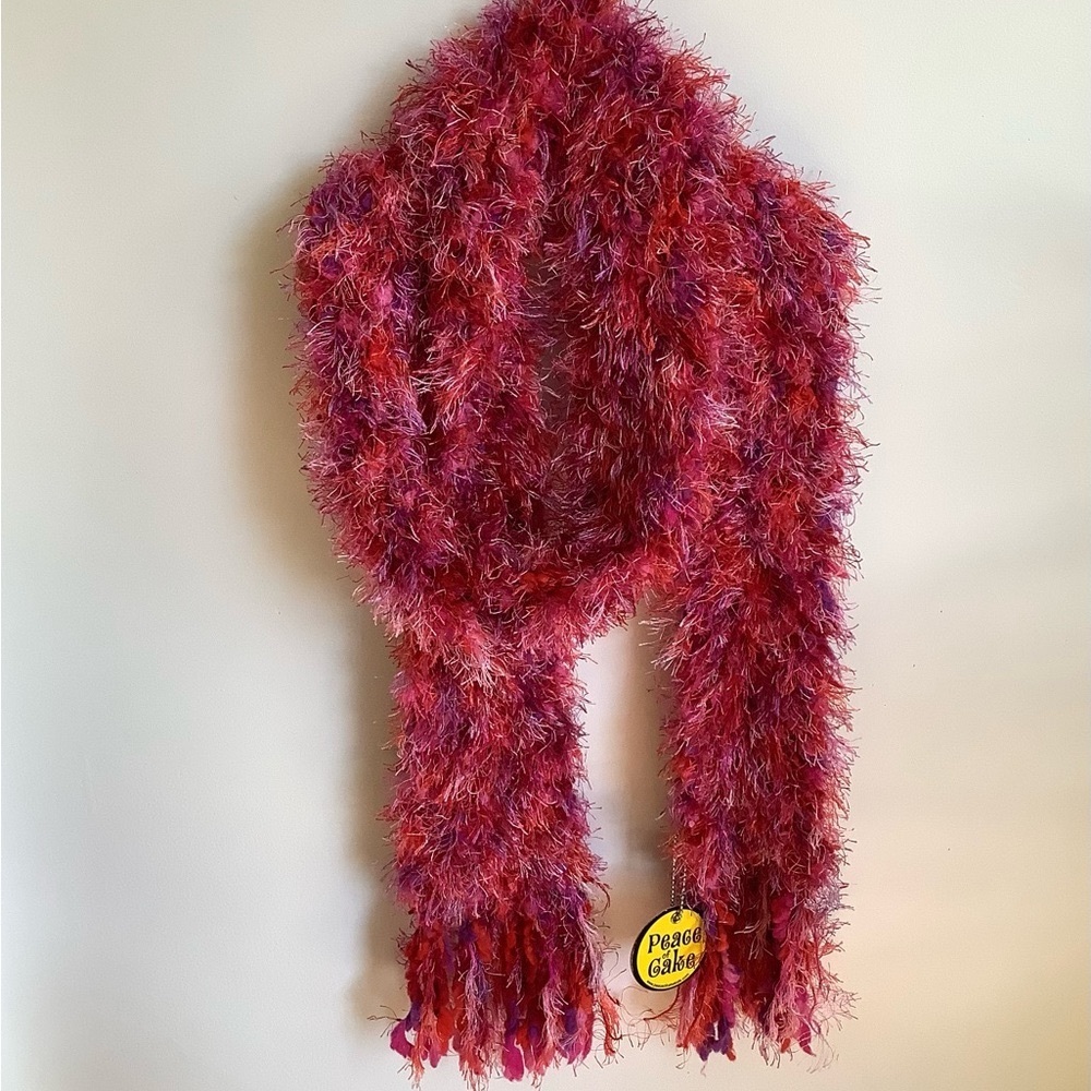 Peace of Cake fuzzy bright scarf NWT